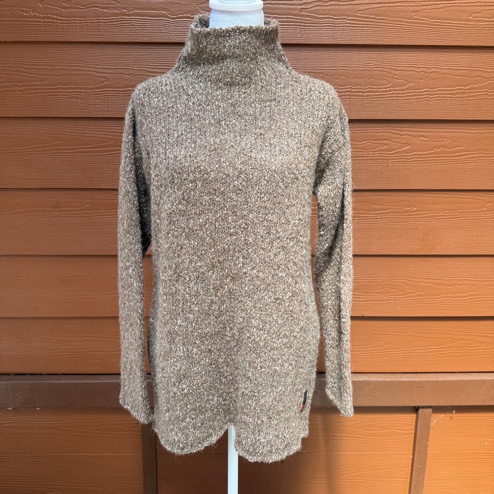 Conte of Florence Mock Neck Sweater Womens Medium Brown Wool Alpaca Italy Knit